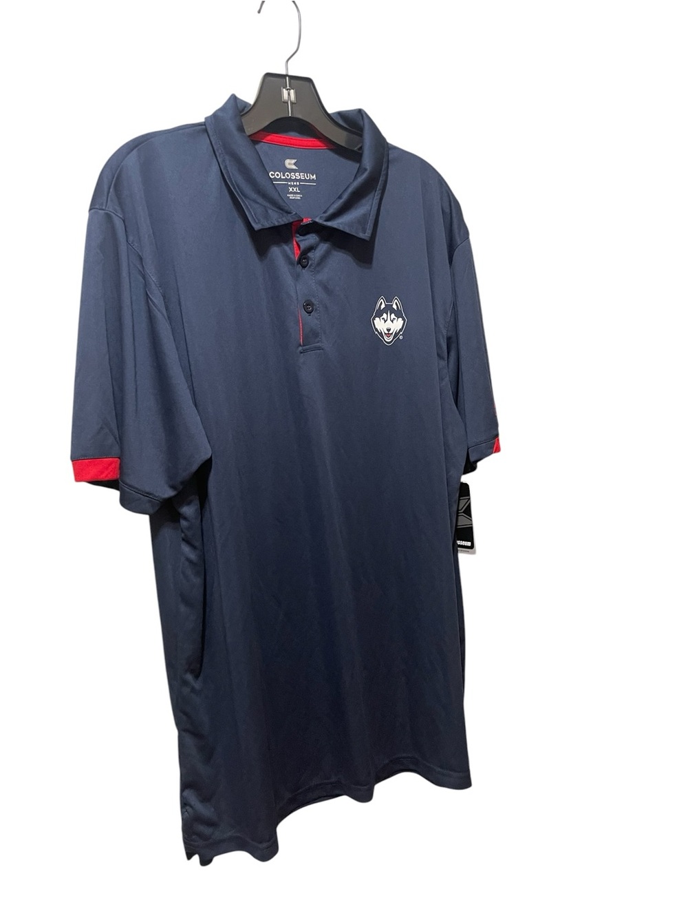 Colosseum Blue U Conn University of Connecticut Huskies SS Polo Shirt XXL NWT